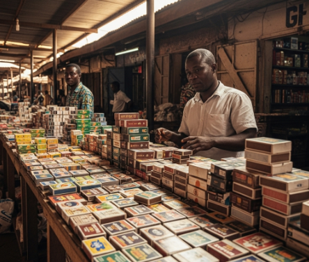 A person selling Quenker matches Supplied Safety matches in Nigerian Market