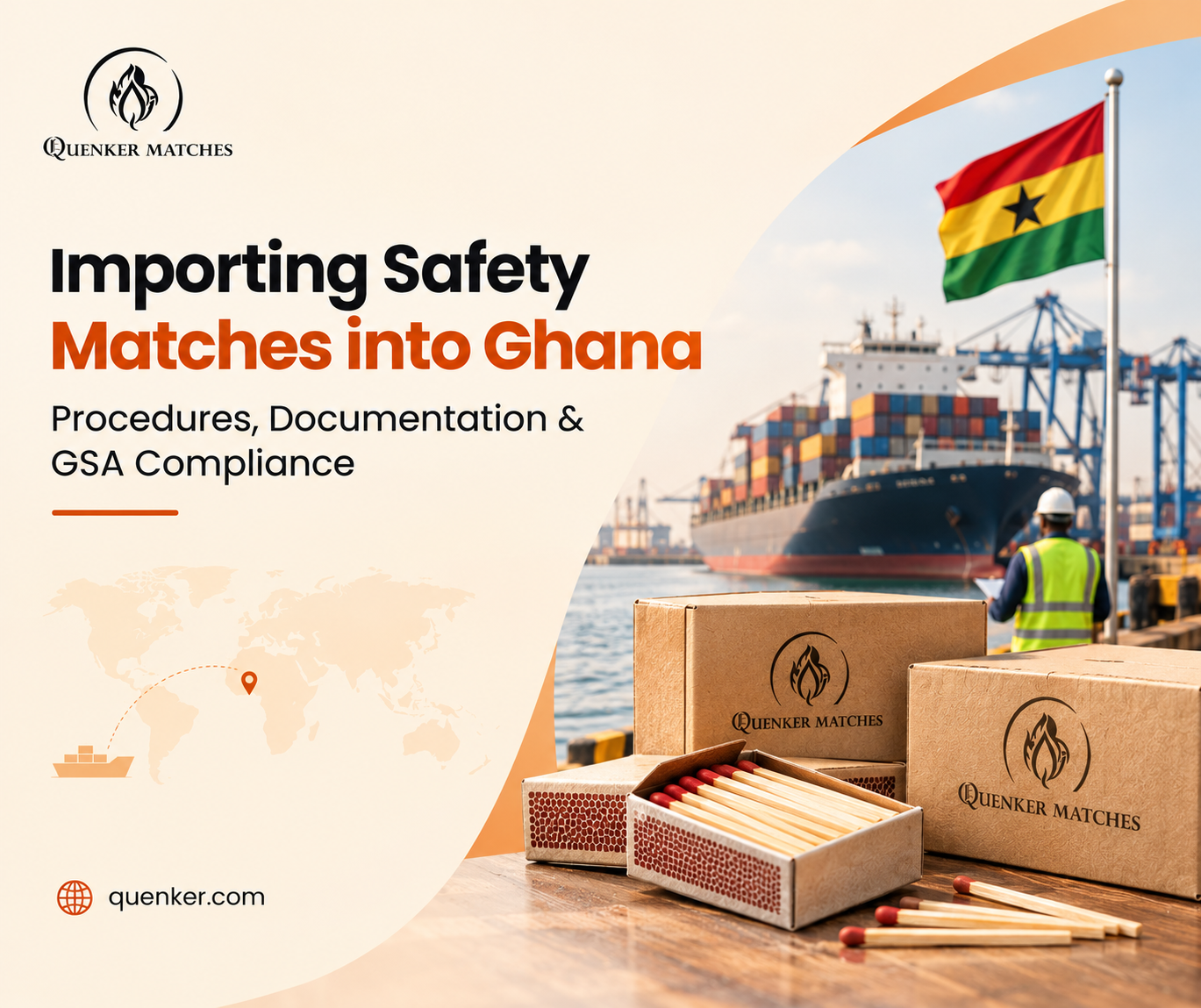 Safety matches export shipment from India to Ghana with GSA compliance documents